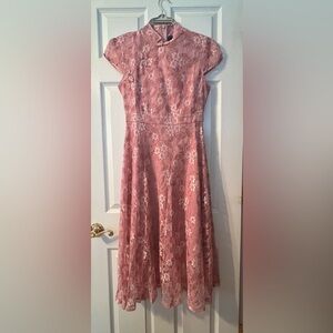 Pink Lace Floral Dress